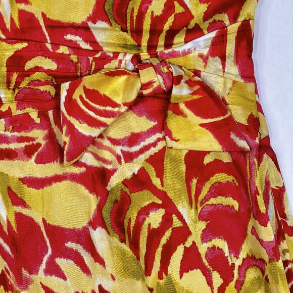 Ralph Lauren Dress Tropical Floral Red Yellow Sleeveless Dress Bow Sz 8P - NWOT - Picture 4 of 10